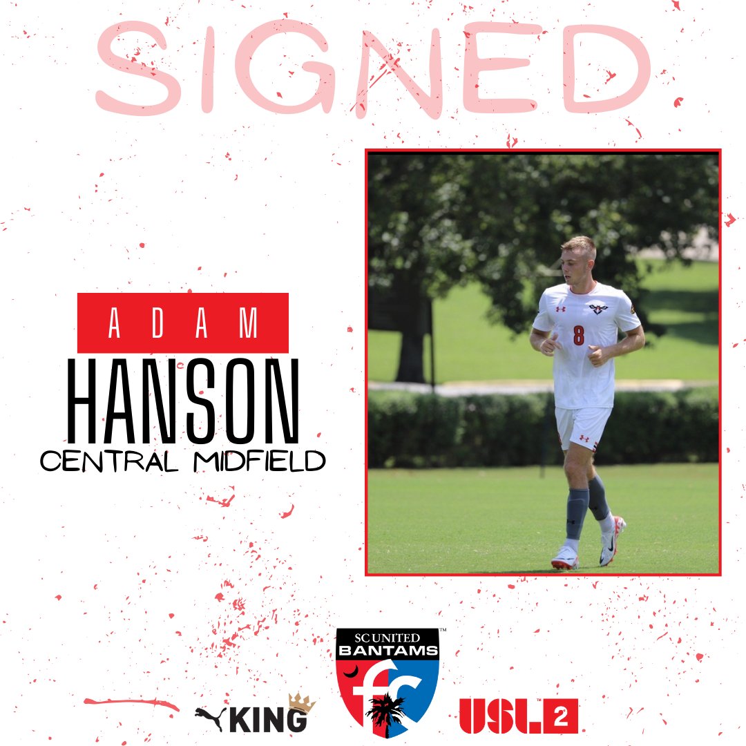 𝗔𝗱𝗮𝗺 𝗛𝗮𝗻𝘀𝗼𝗻- 𝗦𝗶𝗴𝗻𝗲𝗱 ✍🏼
Let’s welcome @Hanson943, Central Midfielder from Auburn University at Montgomery (AUM), to the SC United Bantams!⚽️🐓 @AUMWarhawksMSOC
#upthebantams #Path2Pro
