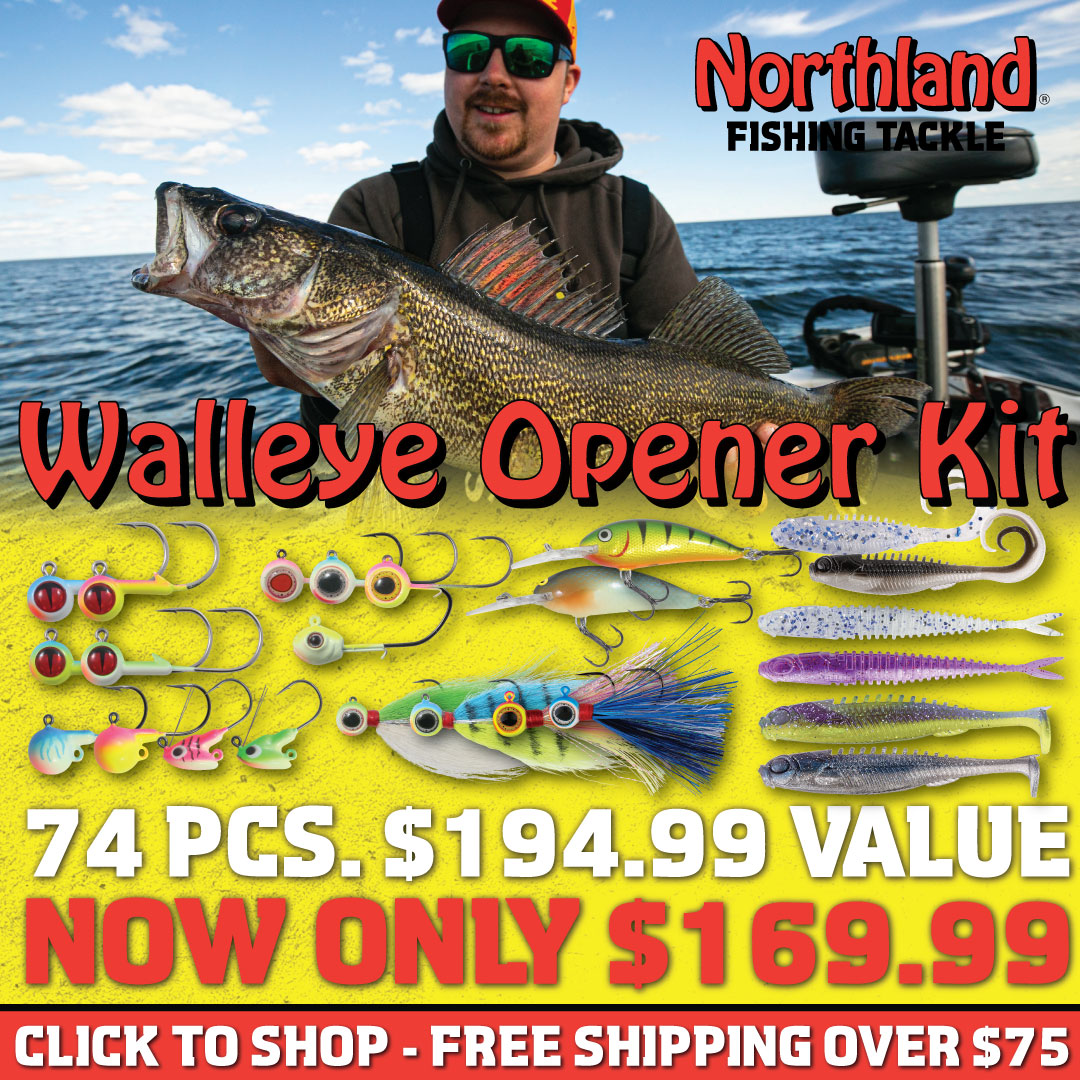 NEW! Walleye Opener Kit! 🔥🎣 #TeamNorthlandTackle Kit includes 72 jigs, plastics and crankbaits as well as a 36inch ruler scale and a yellow Northland tacklebox! shop.northlandtackle.com/kits/walleye-o…