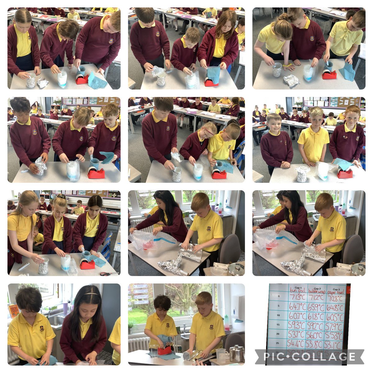 Another science experiment in Year 5 this afternoon where we tested which material would be the best thermal insulator 🧪 #year5 #science #practicallearning