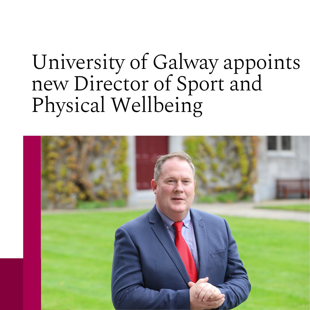 University of Galway has announced the appointment of Des Ryan as the new Director of Sport and Physical Wellbeing. Mr. Ryan will play the lead role in the development of infrastructure, facilities and participation for all sport activity in the University. #UniversityofGalway