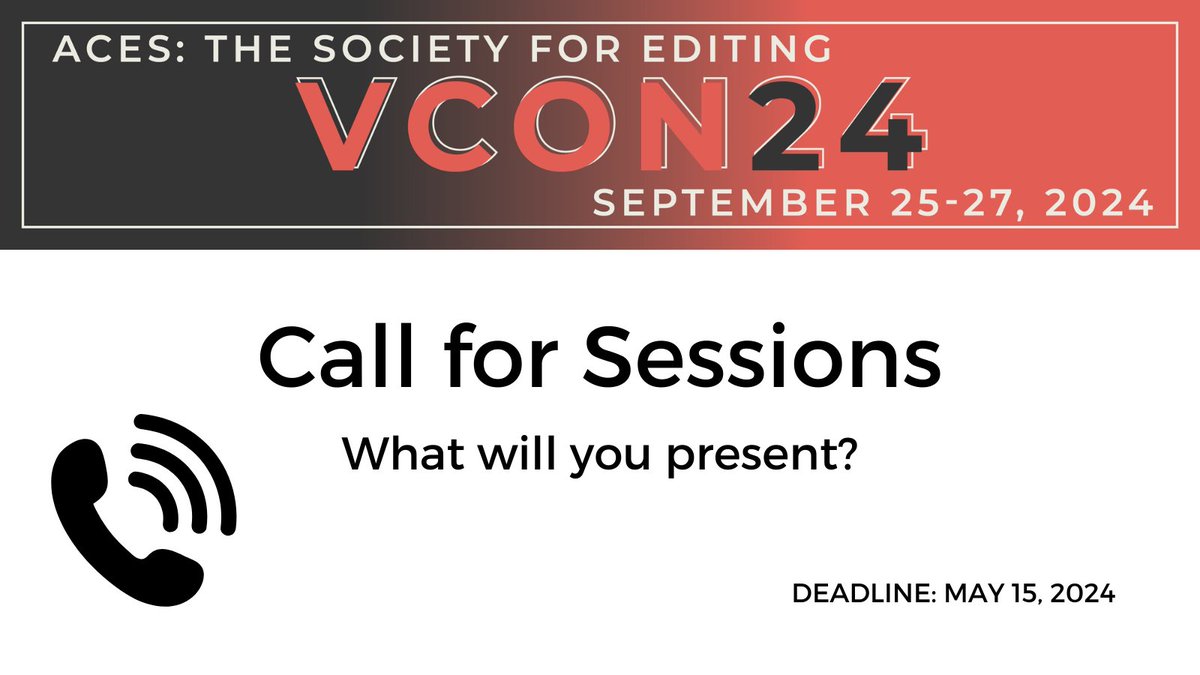 Two more weeks! Call for Sessions for ACES VCON24, our 3rd annual virtual conference, Sept. 25–27. What will you present? Deadline: May 15. aceseditors.org/conference/vco…