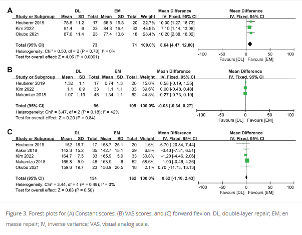 Something to consider! This Chinese meta-analysis showed better constant score outcomes with double-layer versus en masse rotator cuff repair for delaminated tears. #rotatorcuffrepair #RCR #shoulderarthroscopy Discover the details #OpenAccess here! ow.ly/EEes50RjoS0