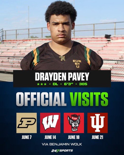 My upcoming OV’s. @BoilerFootball @IndianaFootball @BadgerFootball @VinnyG_FB @RivalsCorey @CoachTy_1