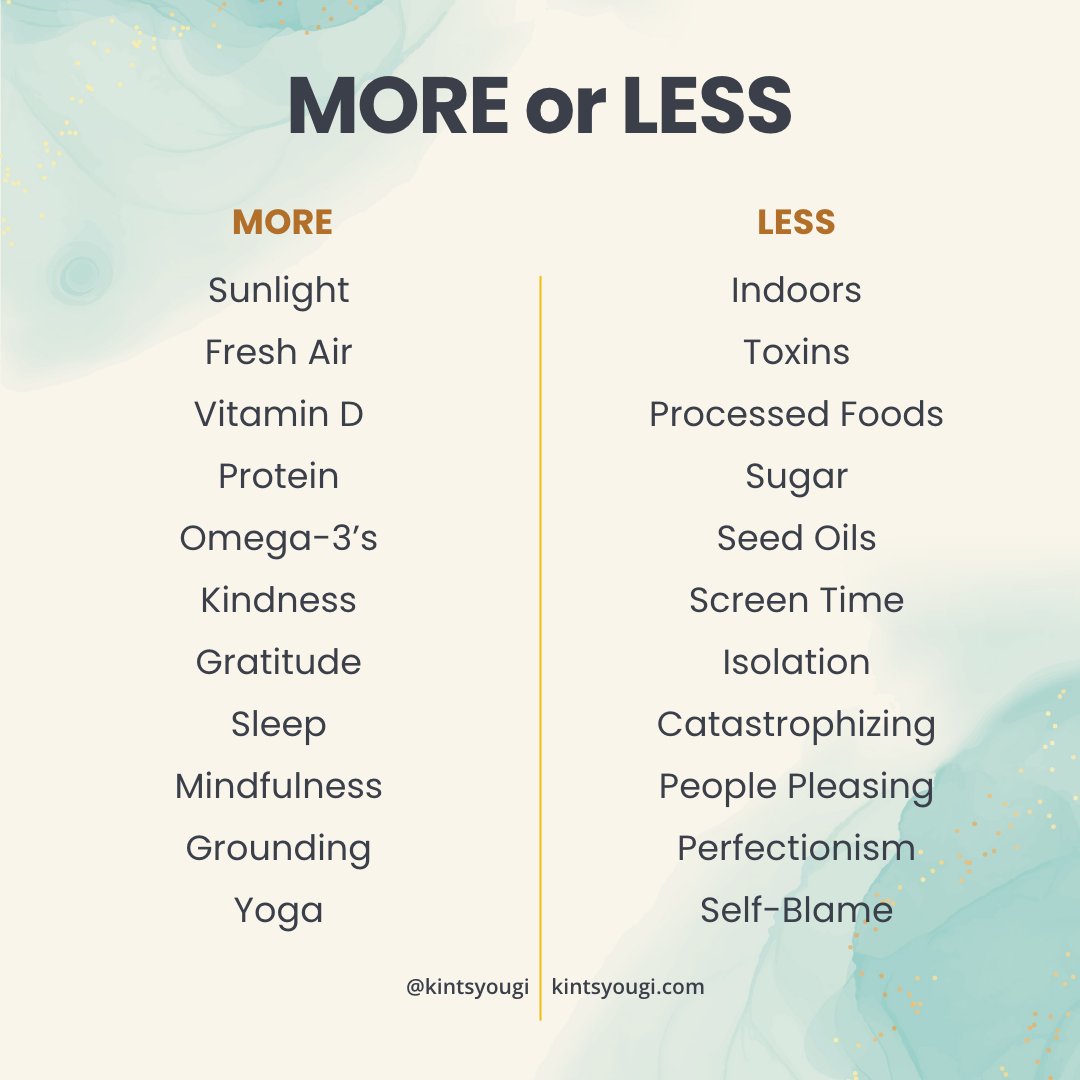 What do you need MORE of and what do you need LESS of?

When you’re not at your healthiest, you can probably tell. You may simply feel “off.” You may find that you feel tired, your digestive system might not function as well as it should, or you could seem to catch every
