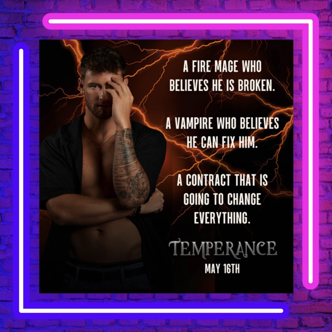 It's #TeaserTime for Temperance by Lark Taylor! Coming 5/16!
#Preorder: geni.us/tlkevents
#MMRomance #FireMageandVampire #Spicy #FoundFamily #ChosenMates @Chaotic_Creativ