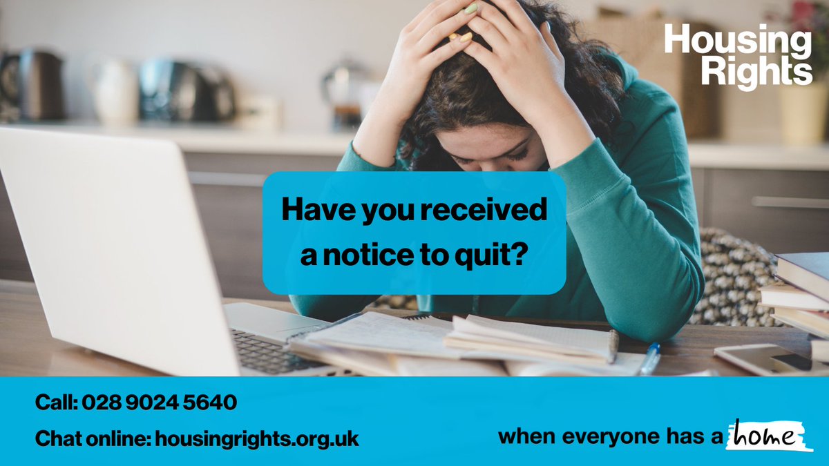 Your landlord must give you a certain amount of notice to end your tenancy. If you have a tenancy agreement, the notice you get depends on how long you’ve lived in the property. Speak to an adviser if you have received a notice to quit: ☎️028 9024 5640 💻housingrights.org.uk