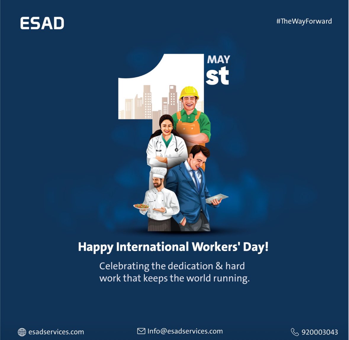 Honoring the incredible contributions of workers worldwide on this International Workers Day! From the office to the frontline,you are the backbone of every industry.

#InternationalWorkersDay
#ESADIS
#ESG_TheWayForward
#ESADSERVICESGROUP