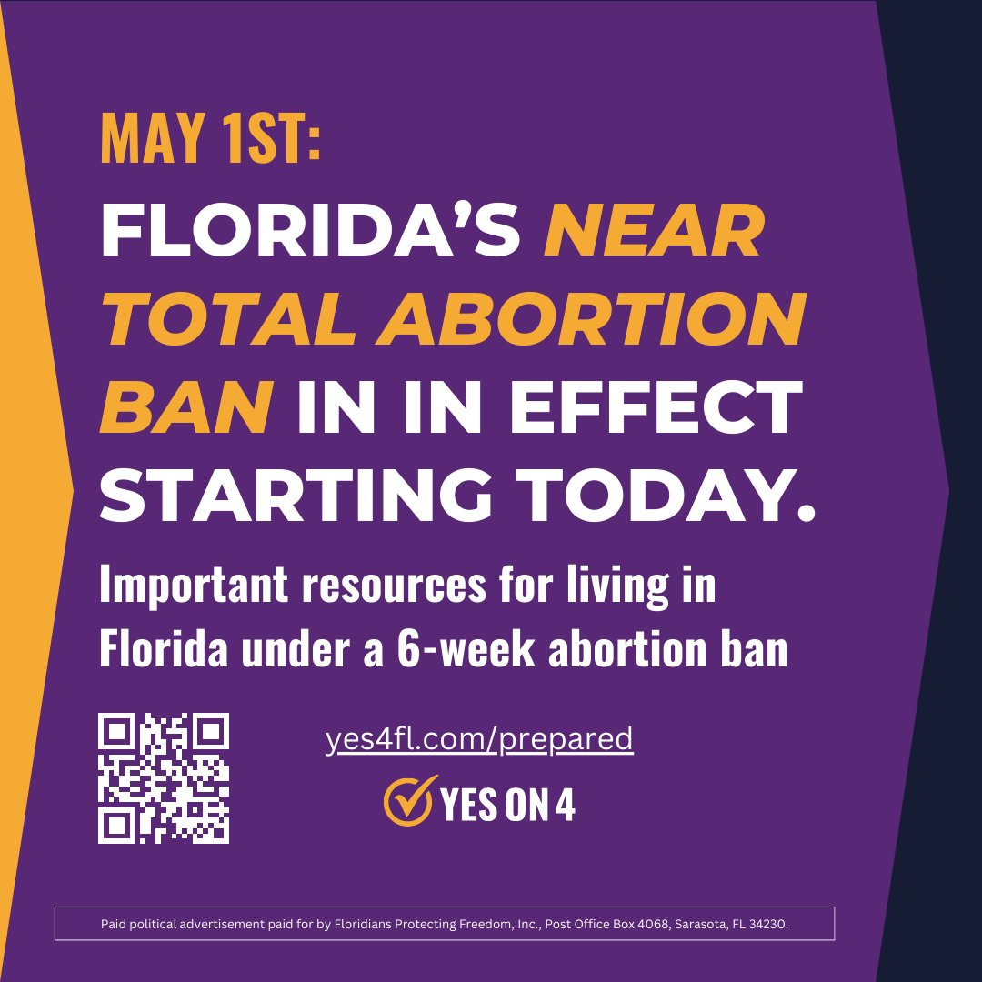The #YesOn4 initiative is the way that we can end Florida’s 6-week abortion ban. However, before we pass this initiative, people will still need abortion care. Keep this information and share it with your networks so you can be as prepared as possible: yes4fl.com/prepared
