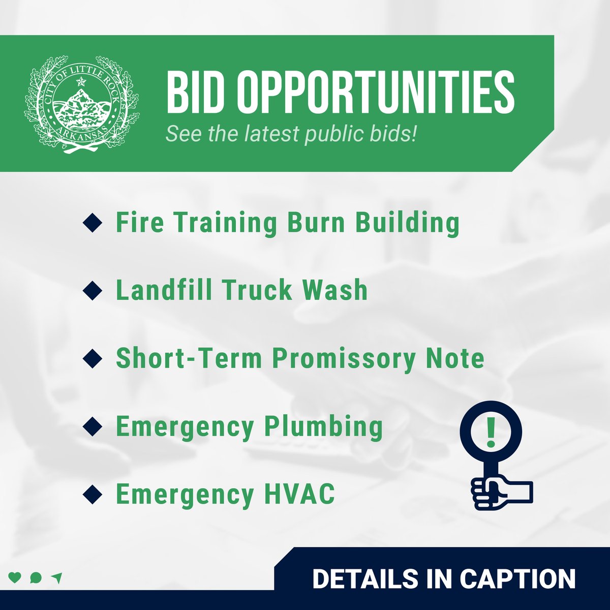 Partner with the City of Little Rock and apply for an open bid today! Explore our current opportunities and let's transform LR #together. For more info and applications, visit: littlerock.gov/onlinebids #LittleRockOpportunities #GrowingForwardLR #ForwardTogether #LittleRock