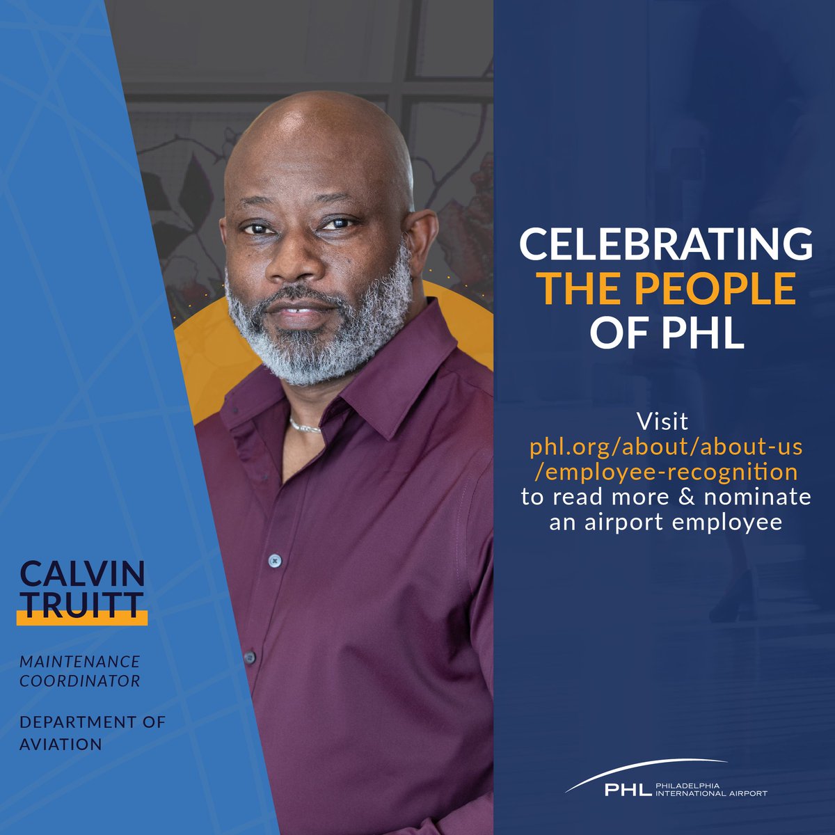Dept of Aviation Maintenance Coordinator Calvin Truitt recently received the “Unsung Heroes” award from #PHLAirport's Employee Recognition Program. 'The most meaningful part of my job is passenger satisfaction.' Read about this 13-year airport veteran: ow.ly/Vft550Rtqhj