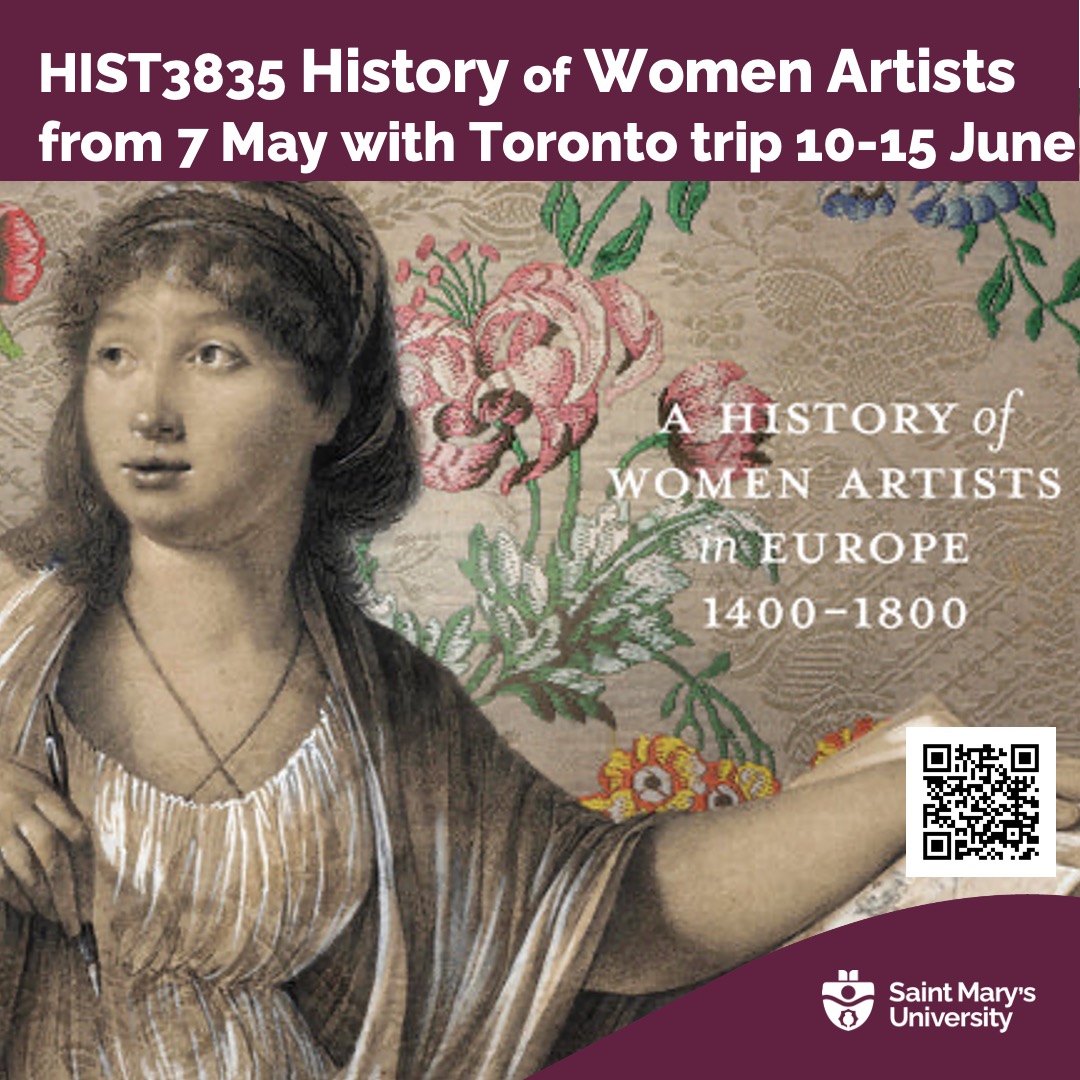 There's still time to enroll in HIST 3835 History of Women Artists in Spring 2024! Learn about the ways women contributed to visual arts in Europe. Course includes 4 days in Toronto to see 230+ works by women. Learn more: smu.ca/history/field-…
Contact: Lyndan.Warner@smu.ca