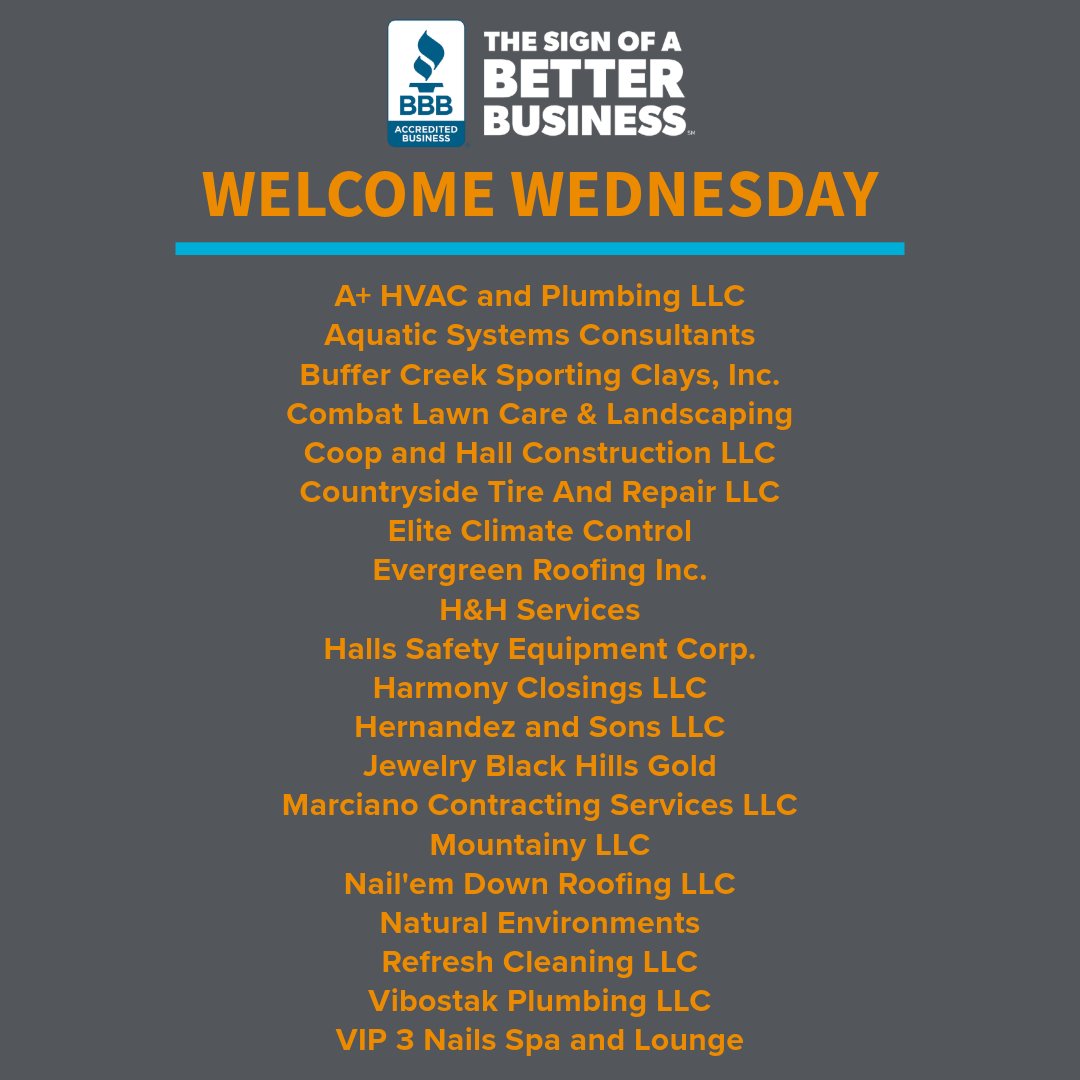 We're proud to give a shout out to these newest #BBB Accredited Businesses during #NationalSmallBusinessWeek! Thank you for your support and we celebrate your commitment to #businessethics and achieving #BBBAccreditation! #WelcomeWednesday #StartWithTrust
