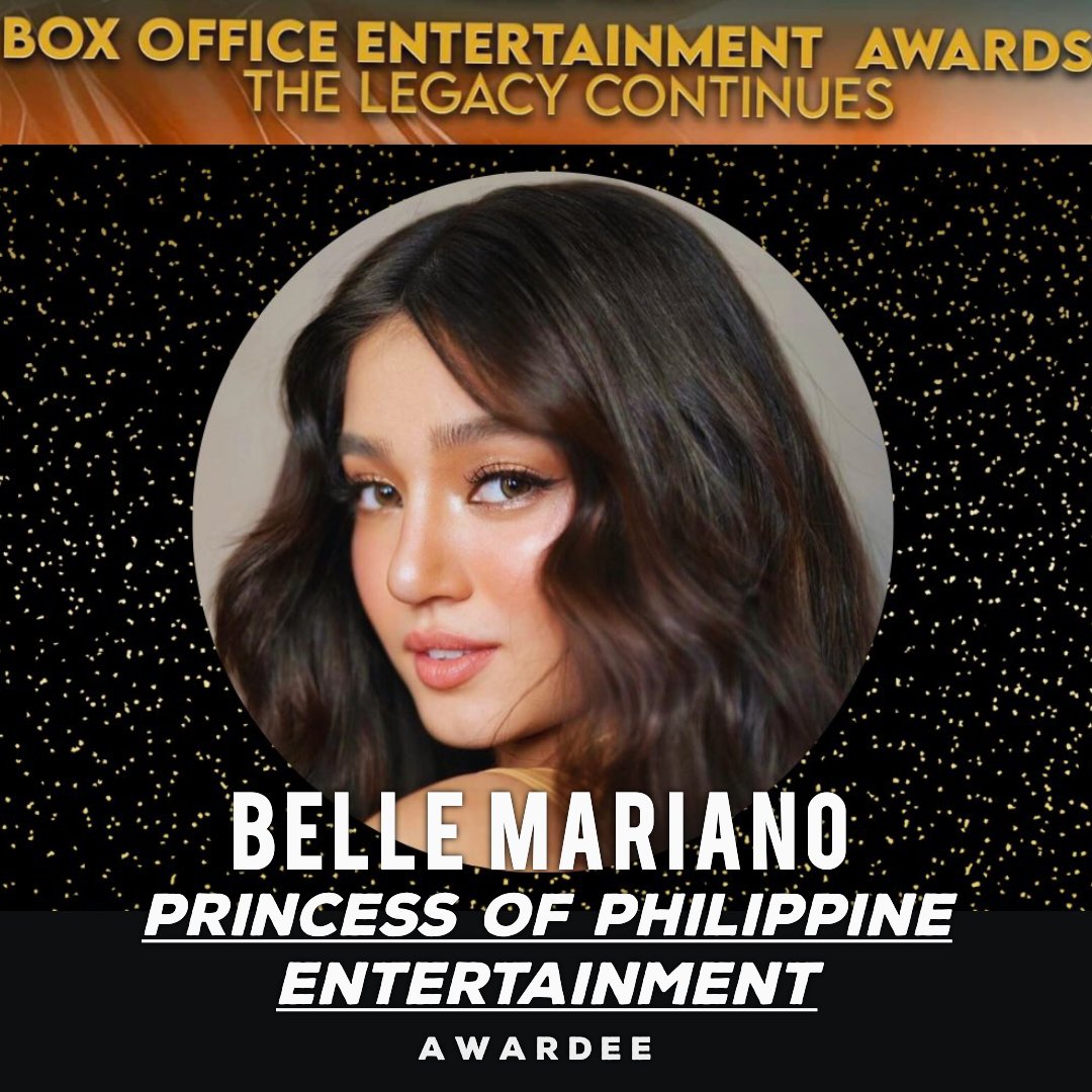 Award-winning actress Belle Mariano has won the 'Princess of Philippine Entertainment' at the 2024 Guillermo Mendoza Box Office Entertainment Awards

Congratulations @bellemariano02 🎉🏆 Proud of you, young superstar!

#BelleMariano