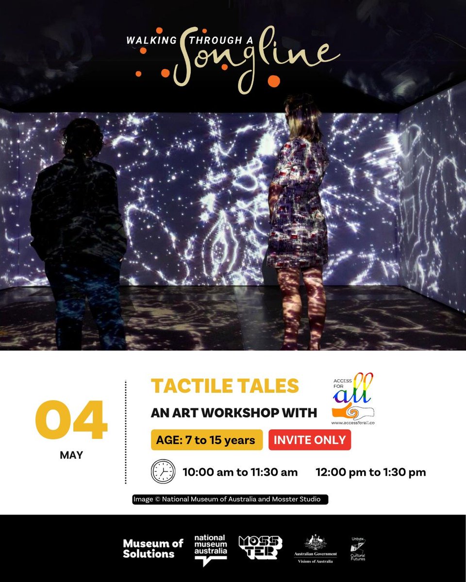 This weekend at @musomumbai,🧒on the #autism spectrum will draw inspiration from our 🇦🇺 First Nations digital immersive art exhibit #walkingthroughasongline & bring artworks of their own to life. The workshop by Access For All will bridge the gap between #art & #accessibility.