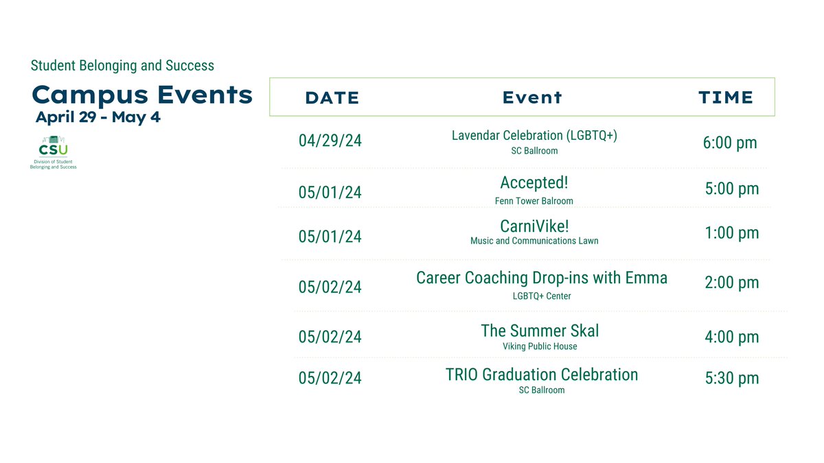 Make plans to attend these events this week on campus!

#CLEstate #WeAreCLEstate @CSULevinCollege