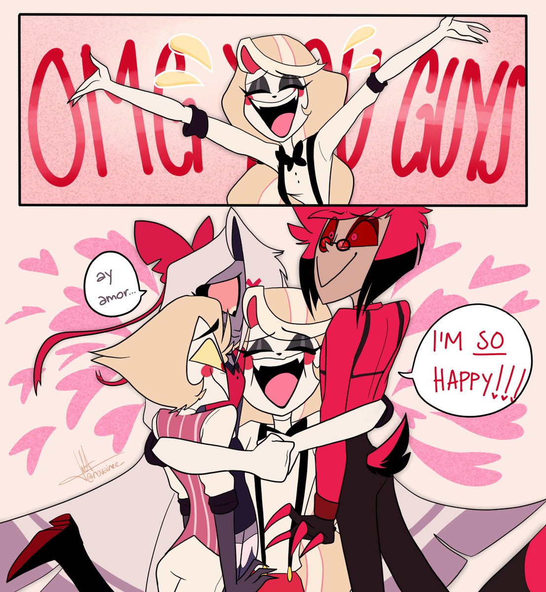if hell´s greatest dad is so good, why is there no hell´s greatest dad part 2? Now Vaggie has to deal with TWO fathers in law #HazbinHotel #chaggie #radioapple