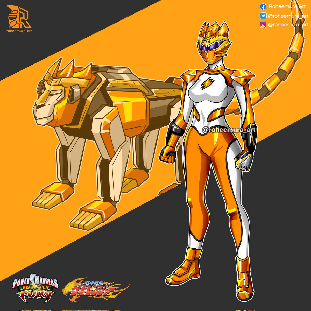 Latest commission i did
The idea is Orange monkey spirit ranger... 
The monkey zord itself is not a commission. Just monkey stock picture that i gave that i decided to put there

#gekiranger
#powerrangersjunglefury #supersentai #特撮
#tokusatsu #powerrangers