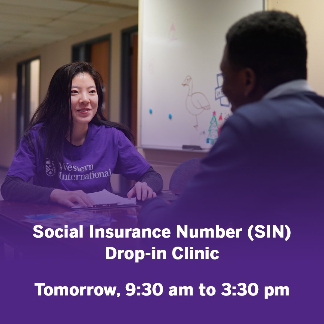 Are you authorized to work in Canada and need a Social Insurance Number (SIN)? Drop by our office (2nd floor of International and Graduate Affairs Building) tomorrow from 9:30 am to 3:30 pm to meet with a Service Canada representative and apply for your SIN on campus.