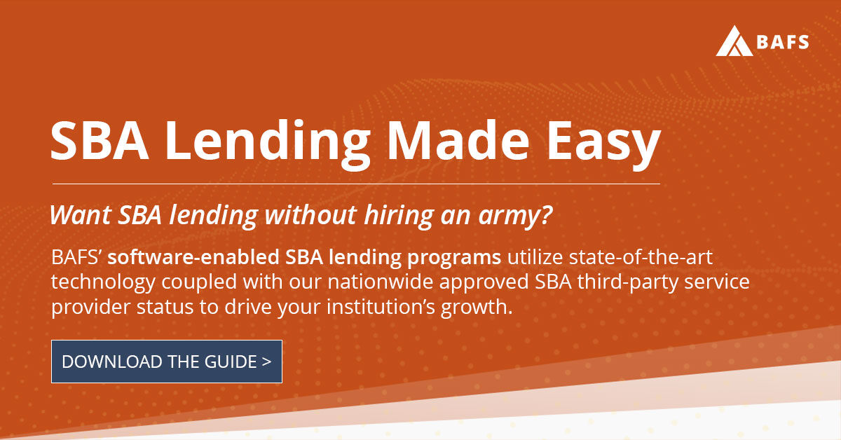 Download our guide to see how BAFS can simplify your SBA lending process: hubs.la/Q02vGMkB0

#CommercialLending #SBALoans #Banking
