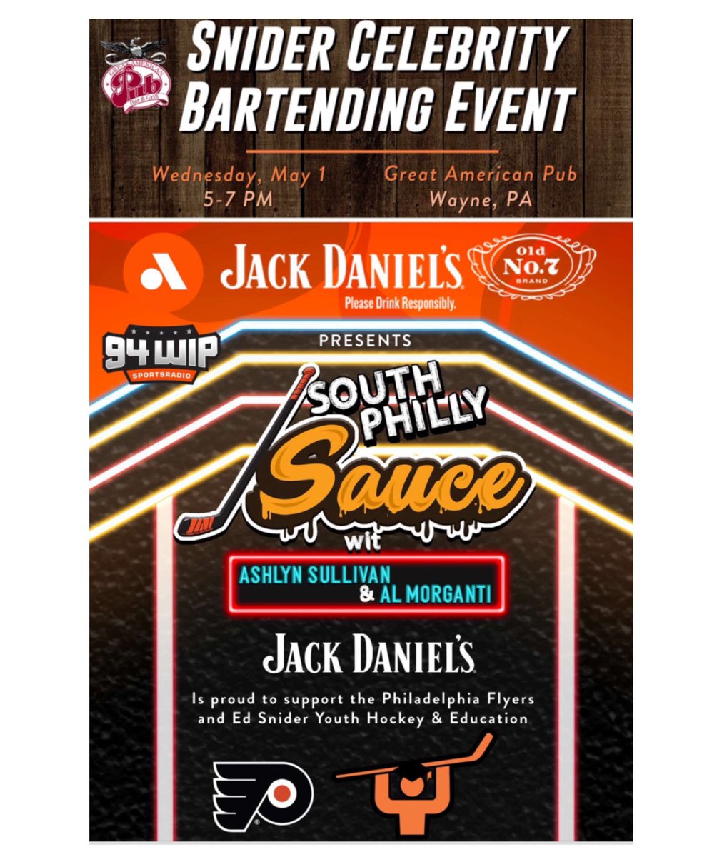 Ashlyn Sullivan & Al Morganti are teaming up with @SniderHockey! Tonight’s event is sold out but you can always… Donate to Ed Snider Youth Hockey & Education➡️ secure.qgiv.com/for/edsnideryo… Tune in to South Philly Sauce tomorrow for a replay of the night: go.audacy.com/SJY3mYcefJb