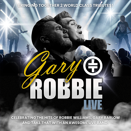 GARY + ROBBIE LIVE
SATURDAY 6 JULY
Tickets: camberleytheatre.co.uk/events/gary-ro…
The ultimate tribute showdown! It’s Robbie Vs Gary as these 2 mega stars enter the stage and battle it out to see who is the No1 Take That front man, all backed with an awesome live band.