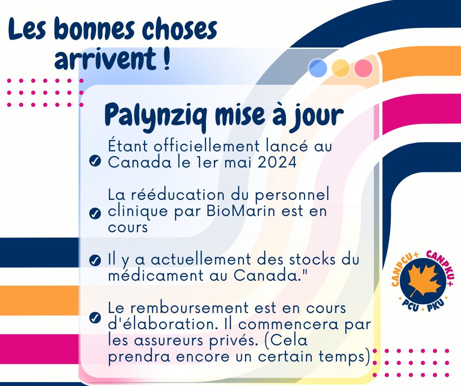 Ça bouge! #Palynziq est lancé au #Canada dès AUJOURD'HUI! Parlez à votre clinique pour savoir si ce #traitement #biologique injectable vous convient. Un peu de patience est toujours nécessaire pour obtenir la prescription et l'administration du médicament #phénylcétonurie