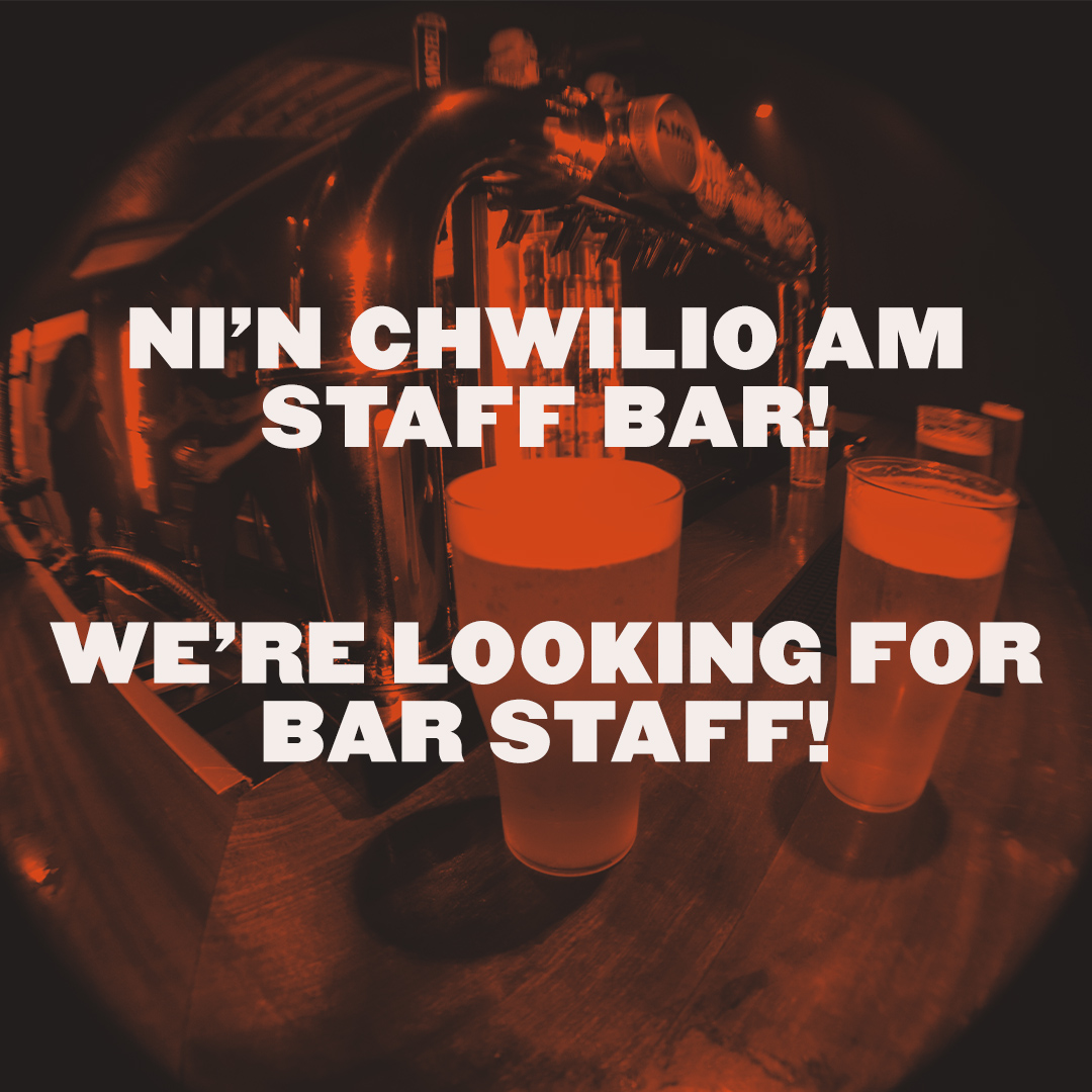 Da ni’n chwilio am staff bar! 🍺
Siarad Cymraeg yn ddelfrydol, rhaid bod yn 18+ i ymgeisio

Ebost: post@clwb.net

---

We're looking for bar staff! 🍺
Welsh speakers preferred, you must be 18+ to apply.

Email: post@clwb.net