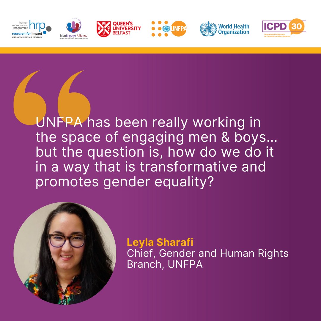 @UNFPA @WHO Leyla Sharafi @UNFPA shares some further remarks before introducing the panelists for today’s event from UN Member States, academia and civil society @WHO @HRPResearch @QUBSONM #CPD57