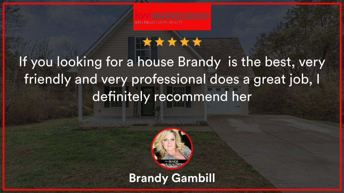 My latest RateMyAgent review in Shelbyville.
 355158
rma.reviews/P182MP3n54Jv

...
#ratemyagent #realestate #kw #brandygambillrealtor #tnrealtor #tn #midtennesseehomefinder