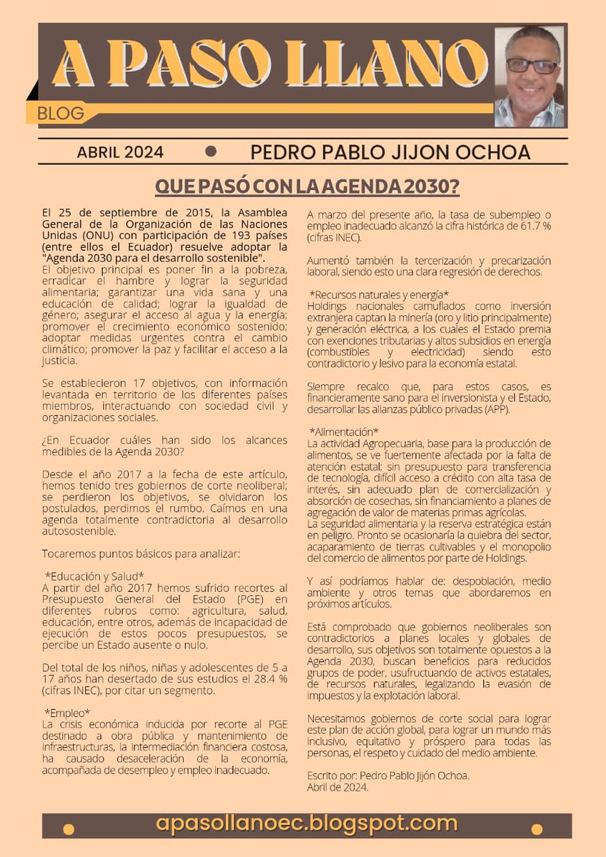 Agradecido con el equipo de comunicación de Julbrahadys Villasana Martinez (@ave_avefenix), es muy importante para la difusión de nuestros artículos. Esta semana: '¿Que pasó con Agenda 2030?' apasollanoec.blogspot.com #Geopolítica #Agenda2030 #oriele #Ecuador