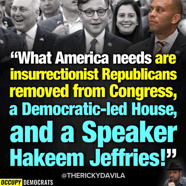 Into the breach! Dems will save MAGA Mike from losing his job Weakest Speaker doesn’t deserve it What we really need is a new Speaker Just 2 votes could make it Jeffries GOP cares only about power: Theirs! #BlueWave #ProudBlue #DemVoice1 #Fresh #DemsUnited thehill.com/homenews/house…