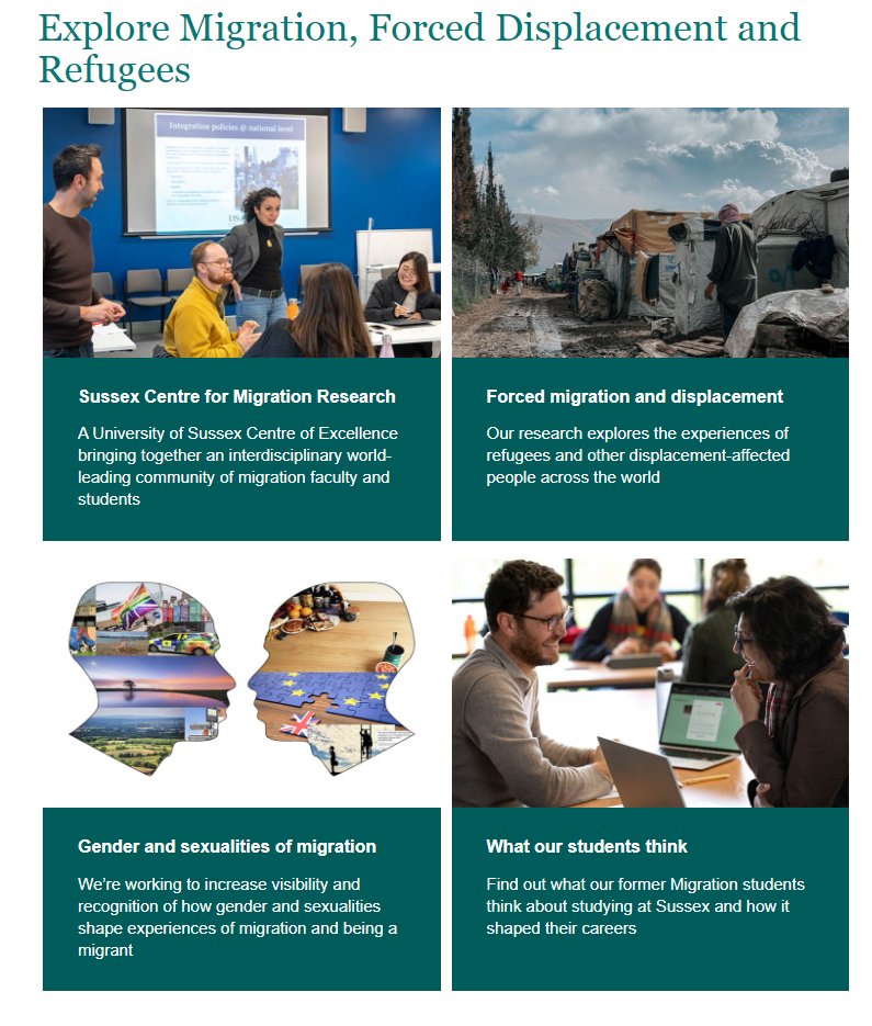 Are you interested in migration? Do you want to know why you should join us for your degree? Then see here sussex.ac.uk/study/subjects… We have collected some snapshots of the research we do how it informs our teaching & what our students think about studying Migration at @SussexUni