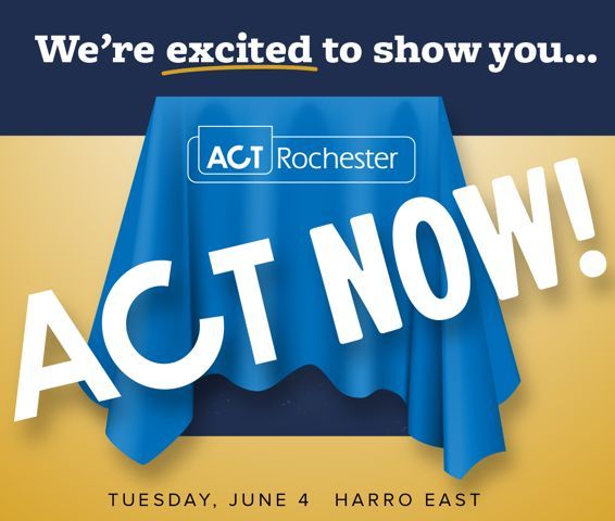 Join ACT Rochester on June 4th at the Harro East Ballroom, 155 Chestnut St., for ACT NOW, the launch event for their new website and community indicators. 
To RSVP for this FREE event, click buff.ly/3UlD6nV

#ACTRochester #RochesterNY #RACF #NewSite #communityindicators