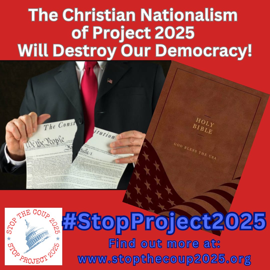 Christian nationalism is un-American.
#MAYDAYforDEMOCRACY  #StopProject2025 #Demvoice1 #FRESH