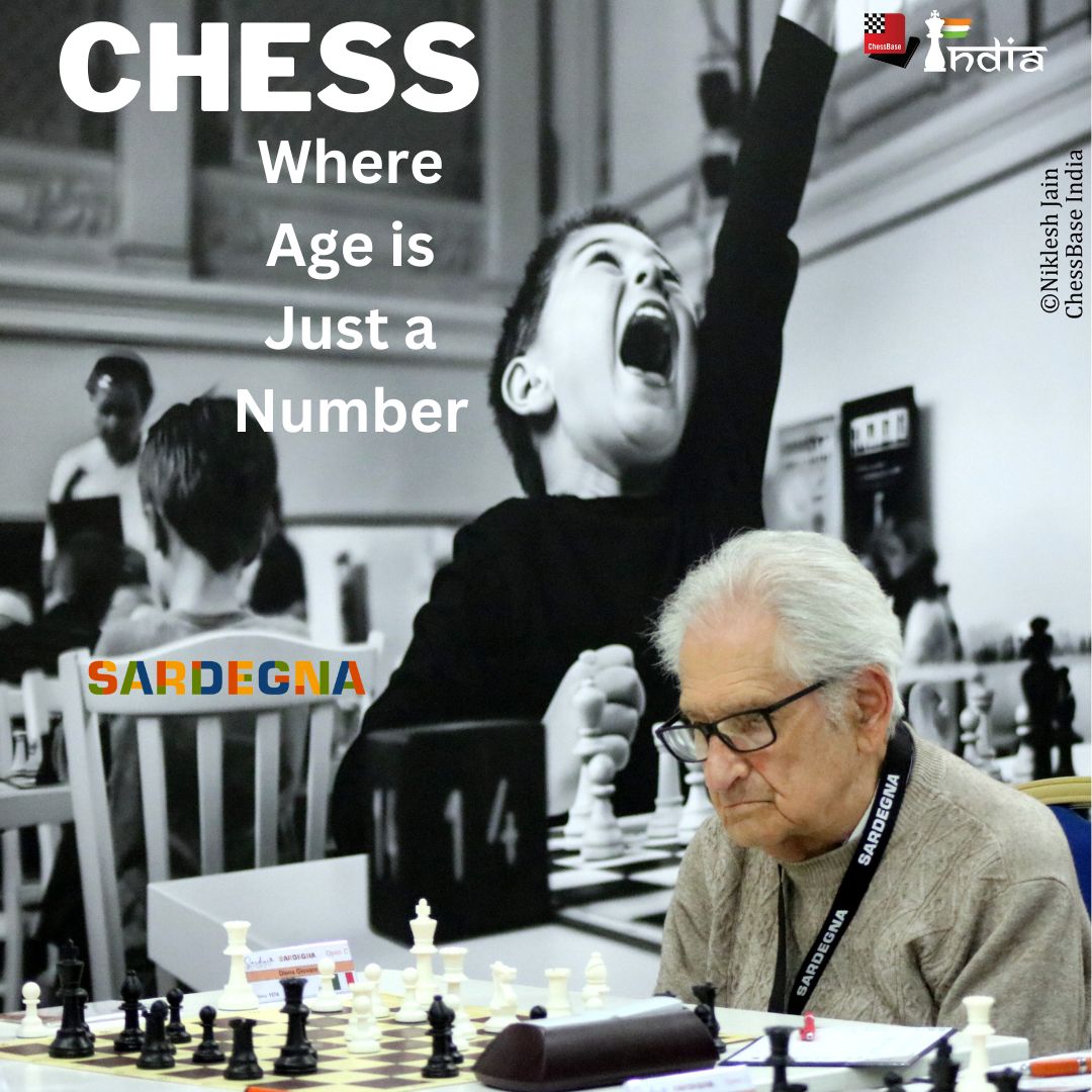 Chess : where age is just a number ! Born in 1922 and rated 1574, Giovanni Diena showcases his skills during the Sardinia World Chess Festival 2024 @unichess_italy @ChessbaseIndia @FIDE_chess