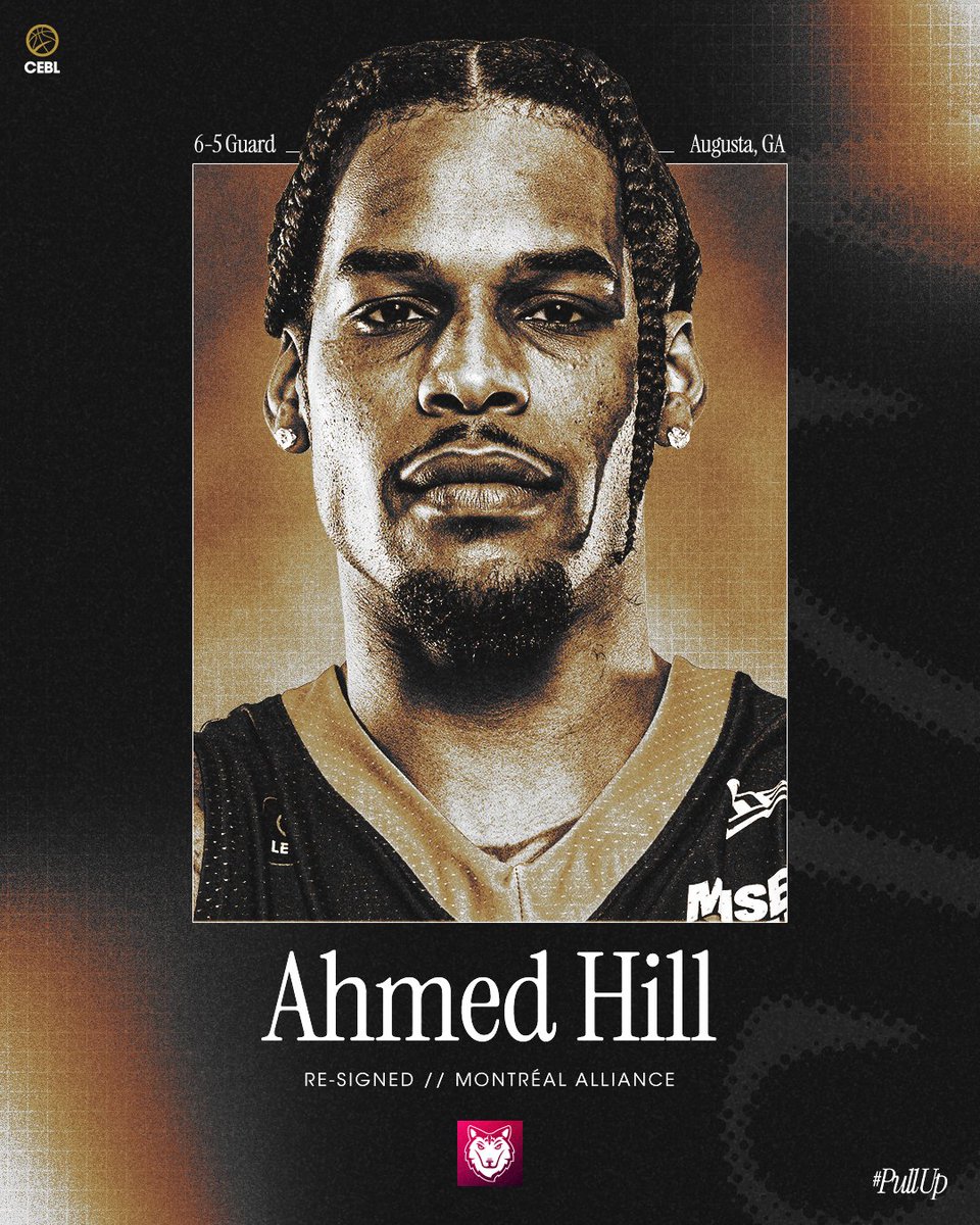 BREAKING: @mtl_alliance re-sign guard Ahmed Hill. 

The Augusta, Georgia native returns to Montréal after being named  2023 All-CEBL Second Team. He is currently the franchise's all-time leader in points per game. 

🗞️: cebl.ca/ahmed-hill-re-…

#CEBLFreeAgency #PullUp