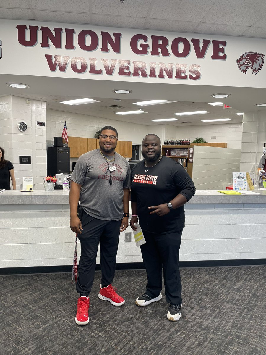 UGHSFB's tweet photo. Thanks to @_CoachJames and @JacksonStateU for stopping by to discuss our prospects. https://t.co/jWSKjmc7eb