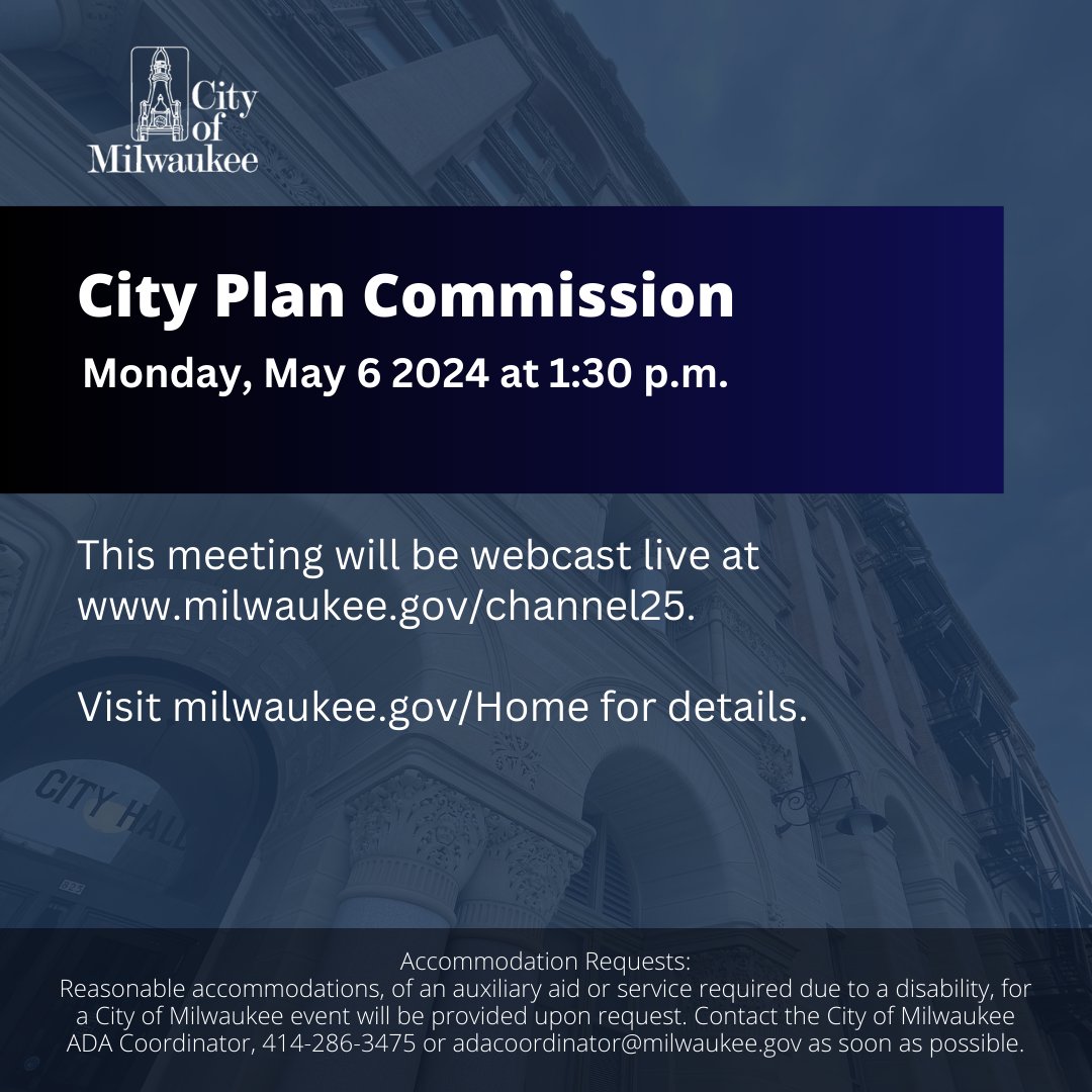 MONDAY: Stay informed about what’s happening in your City. 🌇 Visit milwaukee.gov/Home for the complete agenda. #PublicMeeting #Milwaukee #Community