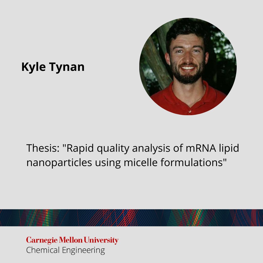 Congratulations to Kyle Tynan on a successful dissertation defense! Title: 'Rapid quality analysis of mRNA lipid nanoparticles using micelle formulations'