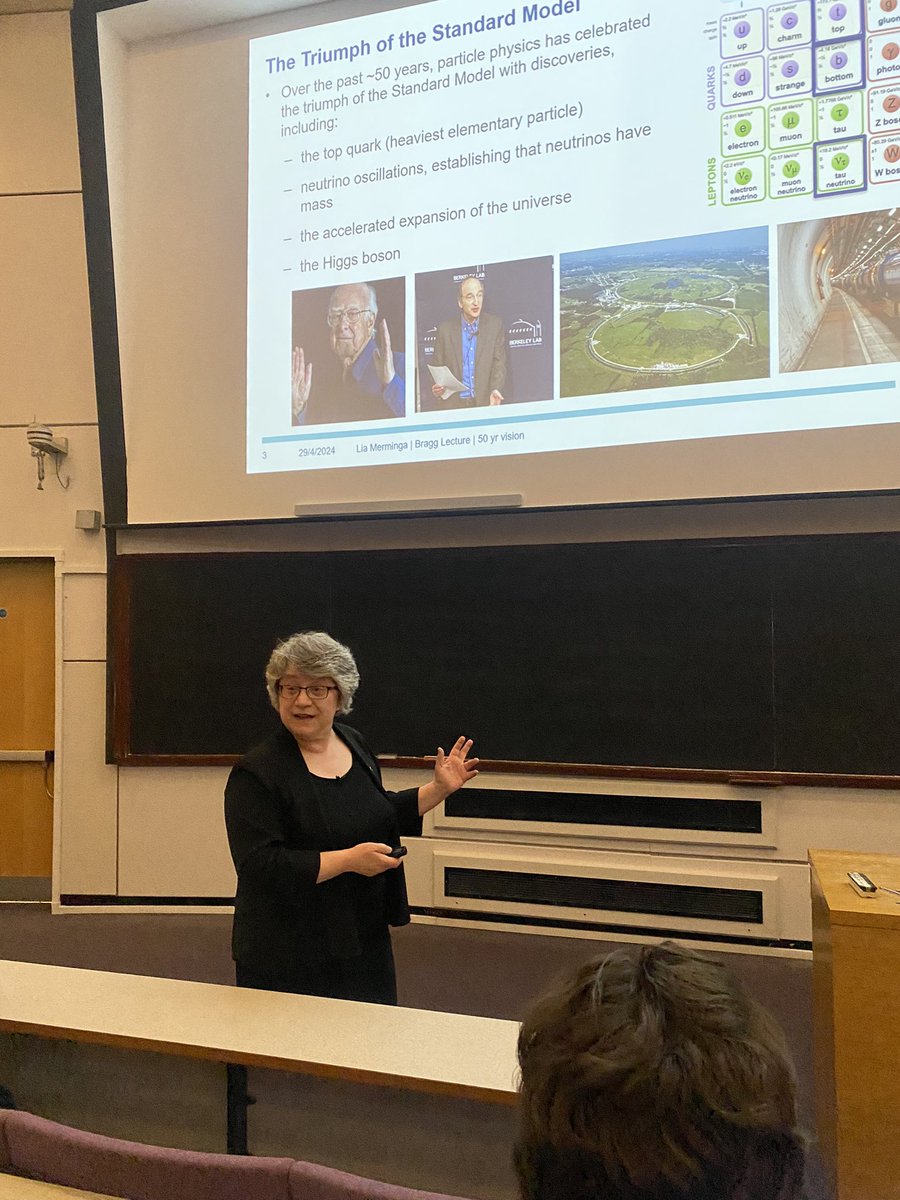 Full house for today’s Bragg Lecture by the Director of Fermilab, Lia Merminga.  A vision for the next 50 years of particle physics with accelerators. @UoMparticle @UoMPhysics @cockcroft_news @Fermilab @DUNEScience