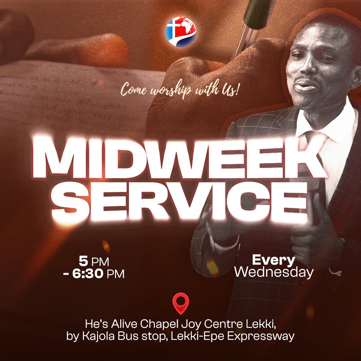 Join us this evening for our uplifting Midweek service from 5pm to 6:30pm.🌟

Let's gather together as the Joyful Family for a time of worship, prayer, and encouragement.🔥

See you there!❤

#hacjoycentre #HesAliveChapel #churchservice #MIDWEEK #church #churchonline