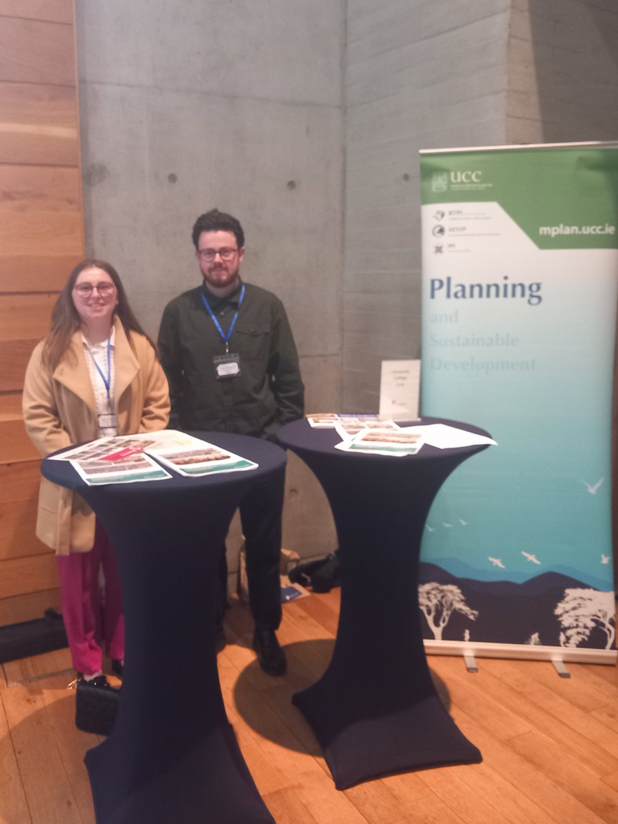 MPlan students Mary and Ben looked after the UCC Planning school stand at the <a href="/IrishPlanInst/">IPI</a> National Conference in Waterford last month. Thanks to all who popped by to say hi! It was a great event.