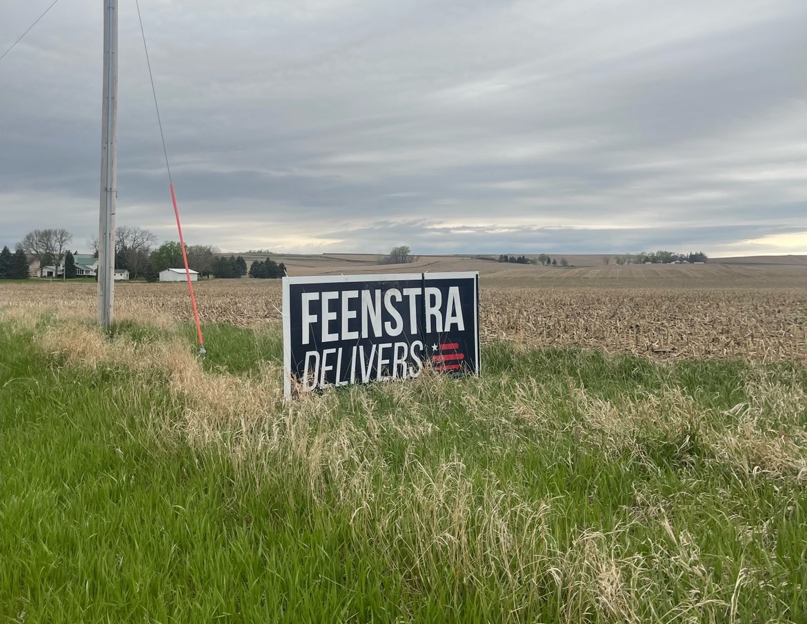 Another #FeenstraDelivers sign spotted in Monona County! We’re working hard to earn the vote of every Iowan who wants to secure the border, fight inflation, and deliver a conservative agenda for our country. #IA04