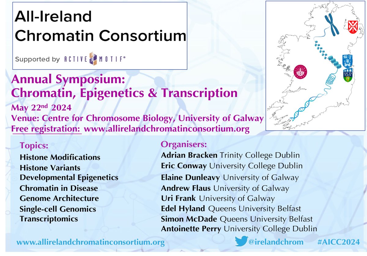 Thanks to everyone who registered for our symposium! Please check your emails (& spam folders) for further info! We have a super range of topics lined up: centromere organisation, evolution of gene regulation, cancer epigenomics, rDNA/ Gquadruplexes in genome architecture &more