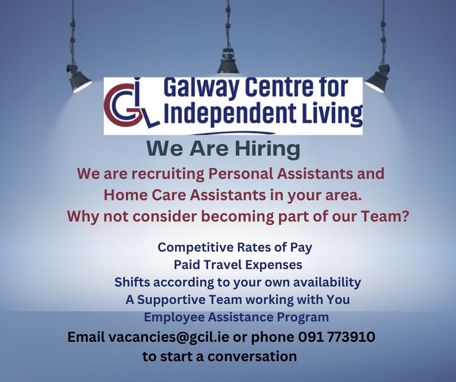#GCIL #jobfairy #Galway #GalwayJobs #Disability #OlderPeople #GalwayCIL We require Experienced #PersonalAssistants in the #Clairnbridge and #Kilcolgan area Details can be found on gcil.ie/blog CVs can be sent to vacancies@gcil.ie