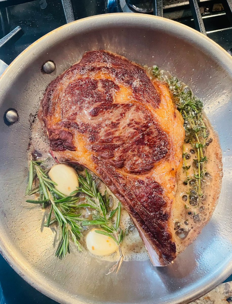 How to cook a perfect steak:

-Salt heavily (can be done night before too) & let
sit at room temp for 1 hour
-Heat a cast iron or stainless steel pan until it's
ripping hot
-Pat steak completely dry
-Add ghee or tallow to the pan & when it just
starts smoking add your steak and…