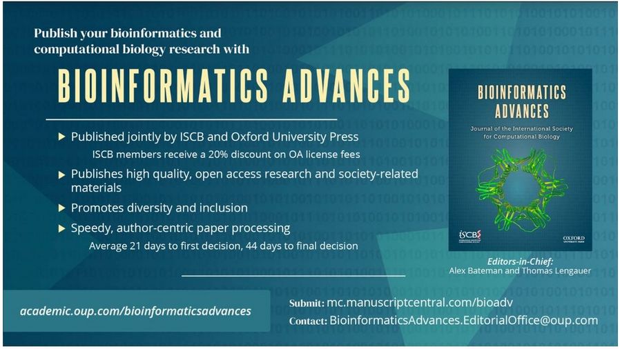 🔬Explore the depths of molecular and cellular biology with Bioinformatics Advances! Our interdisciplinary journal, supported by @OxUniPress and @iscb, explores cutting-edge research in #bioinformatics and #computationalbiology. #ScienceTwitter #OpenAccess