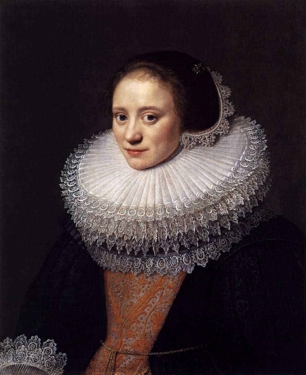 What it was to be a portrait painter in the age of lace and ruffs: Michiel van Mierevelt's portrait of a ruff, 1628. And incidentally, of the woman wearing it.