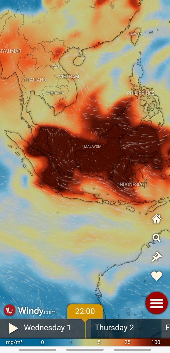 Almost the entirety of Malaysia is now under SO2 Clouds..