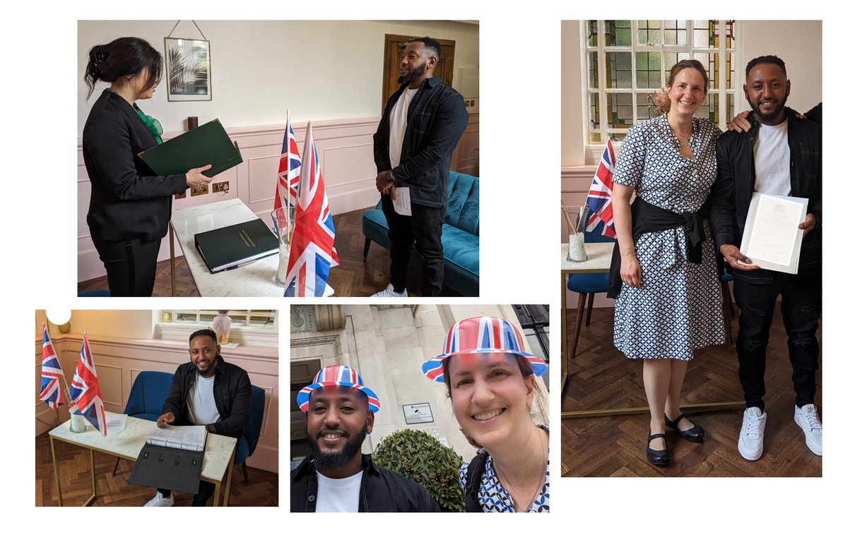 a lovely afternoon break to attend the citizenship ceremony of the first refugee we hosted 6.5 years ago. From being homeless after standard rapid refugee status eviction w barely any English to now having a good job as a licenced building site lift operator. #RefugeesAtHome 1/3